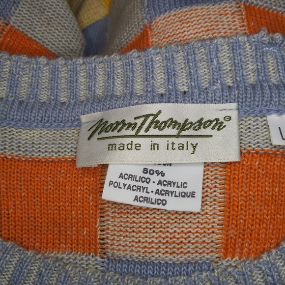 Vintage Norm Thompson 3D Textured Made In Italy Pastel Block Coogi Style Sweater - Picture 4 of 7